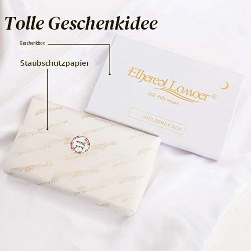 Ethlomoer Kissenbezug aus natürlicher Reiner Seide für Haar und Haut, beidseitig 19 Momme, 600 Faden
