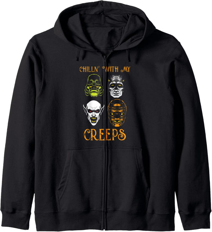 Chilling With My Creeps Halloween-Charakter-Freunde Kapuzenjacke