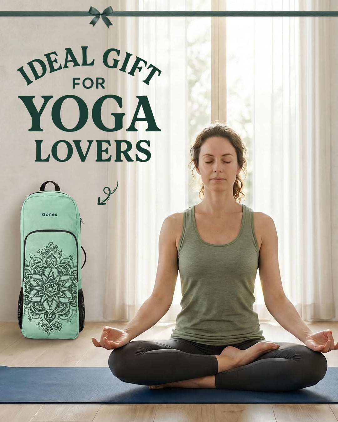 Gonex Yogatasche, Yoga-Rucksack mit Wasserdichter Tasche und Metallreissverschluss, Passend für Matt