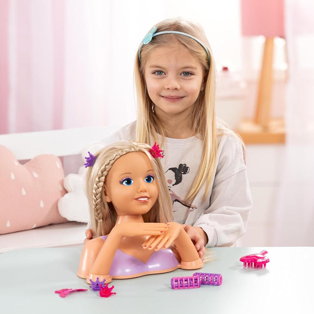 Bayer Design 90025AC Lisa Top Model Frisierkopf Schminkkopf, Puppenkopf mit Haarzubehör, Händen, Mak