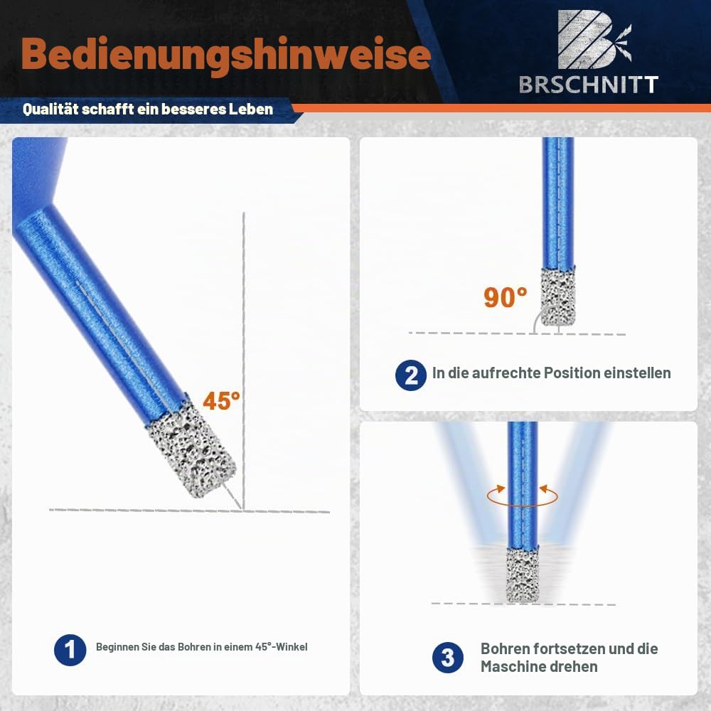 Diamantbohrer Fliesenbohrer Set -6/6/8/20/25/35/50/68/110 Diamantbohrer&amp; 20mm Diamant Fingerfräser 5