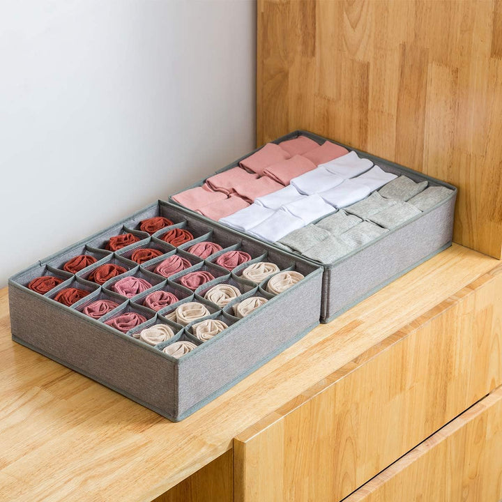 Qozary Schrank-Organizer für Socken, Schublade, 24 Zellen, faltbar, Schrank-Organizer Unterwäsche, A