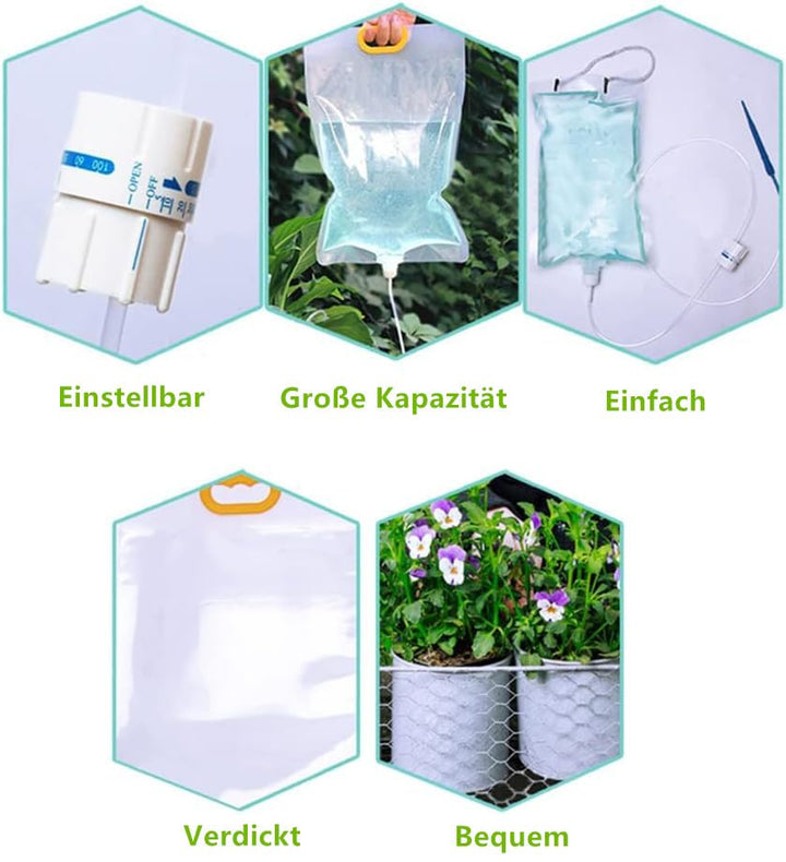5 Stück 3,5L Pflanzen BewäSserung Tropfbewässerungsbeutel Automatisches, verstellbare Durchflussmeng