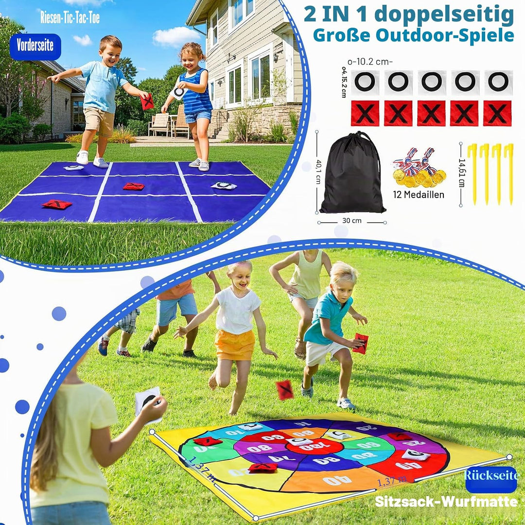 2-in-1 Outdoor Riesen Tic Tac Toe &amp; Beanbag-Wurfspiel für Kinder und Erwachsene, 1,4 m (4,5 Fuss) gr