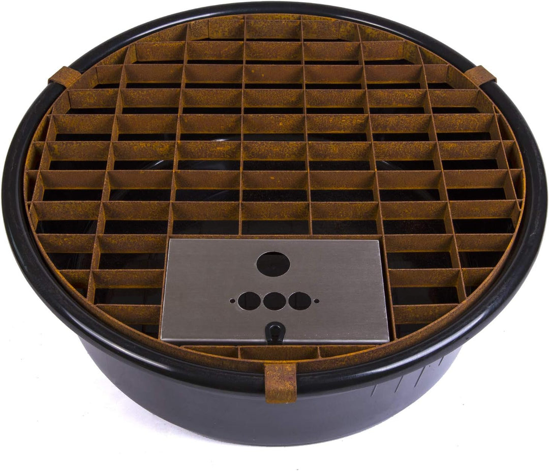 Köhko Abdeckgitter-Set aus Cortenstahl mit PE-Becken Ø 55 cm (45 Liter) für Wasserspiel Springbrunne