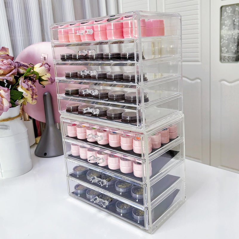 Guolich 3 Tier Nail Art Dekoration Aufbewahrungsbox Transparent Acryl Nail Art Schmuck Zubehör Aufbe