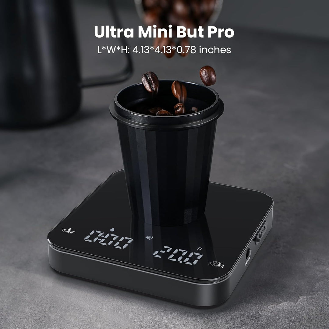Maestri House Mini-Kaffeewaage mit Timer, Wiederaufladbare Espresso Waage, Präzise 2kg/0,1g Waage fü