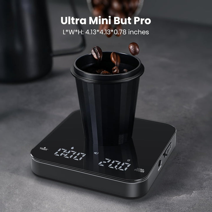 Maestri House Mini-Kaffeewaage mit Timer, Wiederaufladbare Espresso Waage, Präzise 2kg/0,1g Waage fü