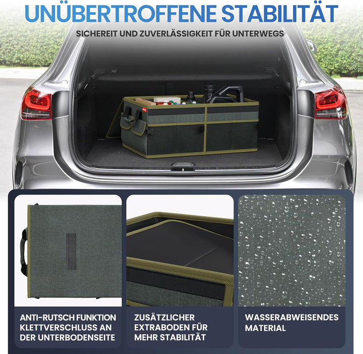HELDENWERK Premium Kofferraum-Organizer mit Deckel stabil & rutschfest - Faltbare Auto Kofferraumtas