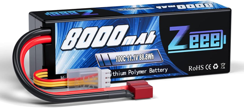 Zeee 3S Lipo Akku 11,1V 8000mAh 100C Hardcase Batterie mit Deans T Stecker für RC Evader BX Auto Car