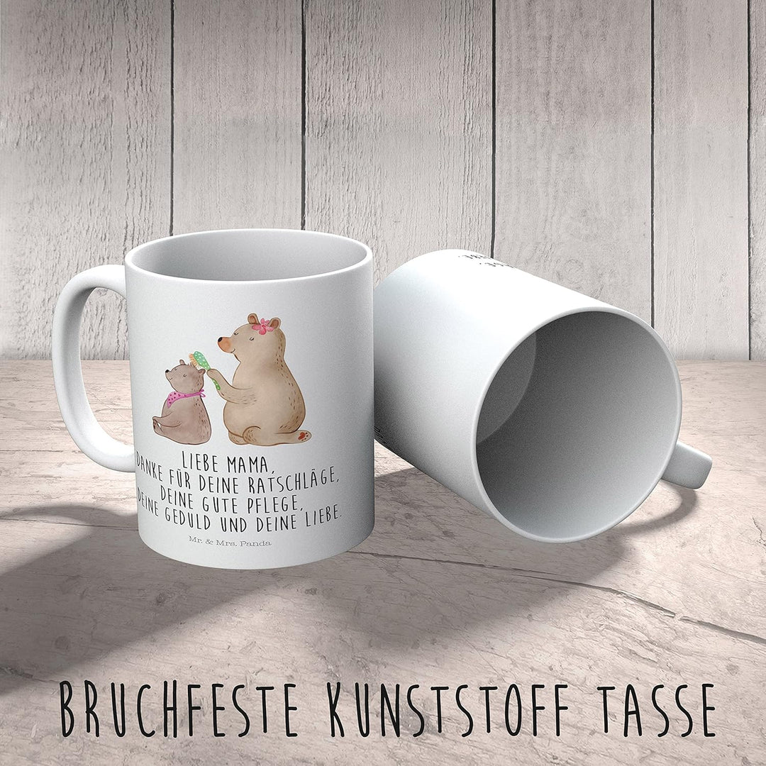Mr. & Mrs. Panda Plastikbecher Bär Kind - Geschenk, Pott, Haferl, Muttertag, Mehrwegbecher, Mutter,