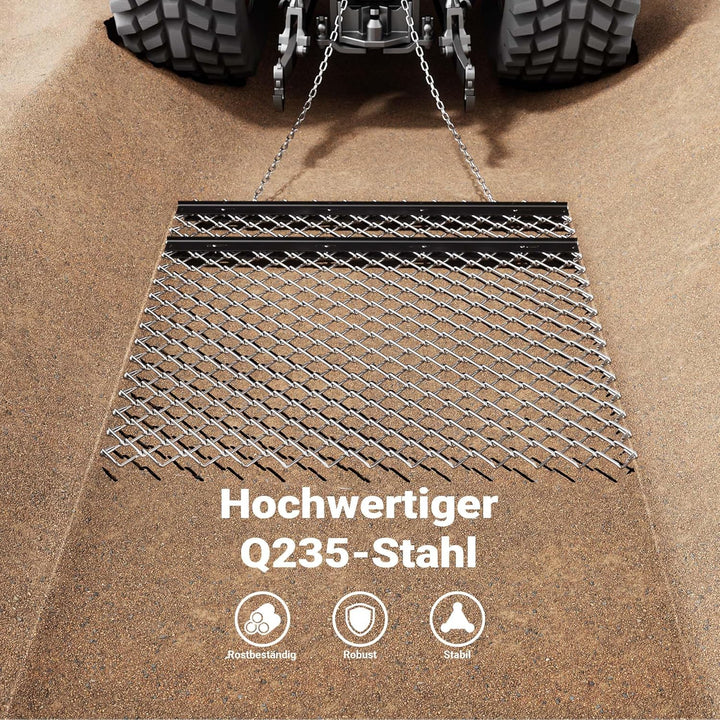 Wiltec Wiesenegge 155 x 123,5 cm mit Kettennetz, Schleppegge für Rasentraktor, ATV und UTV, Wiesensc