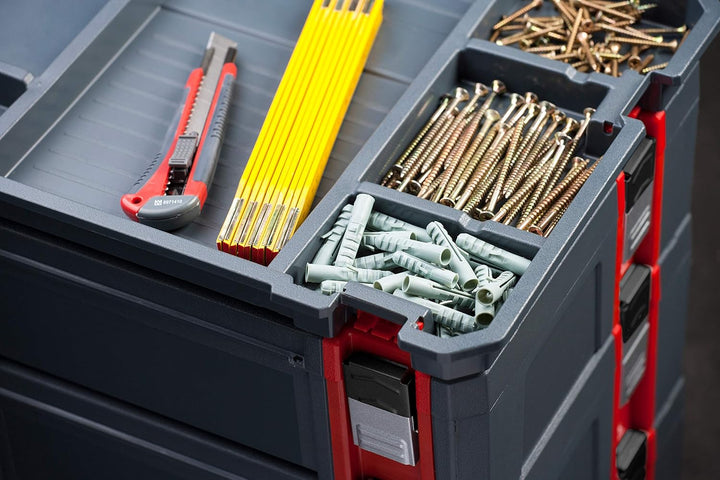 Connex Aufsatz - 1 grosses + 6 kleine Fächer - Passend für alle Connex Systemboxen - Aus Kunststoff