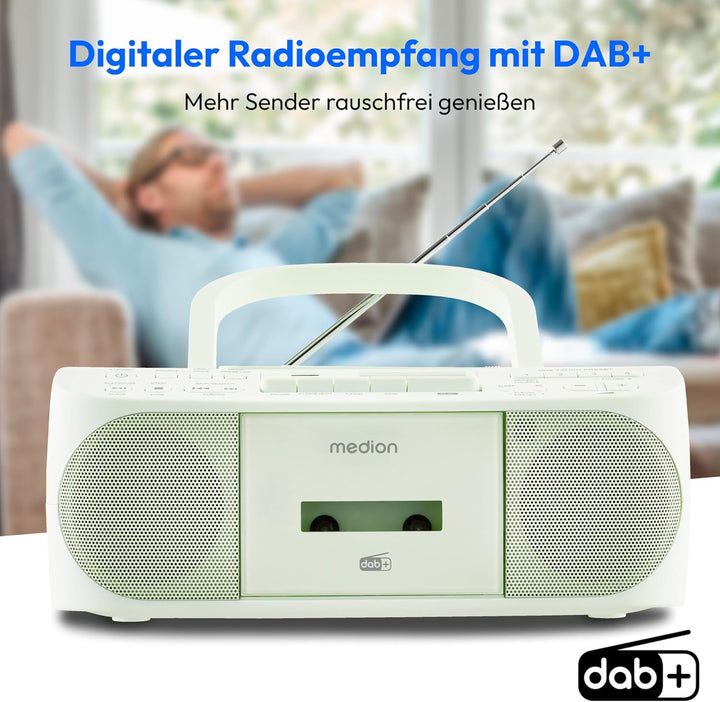 MEDION DRX-1 Plus Boombox (tragbares DAB+ UKW Radio, Bluetooth, CD-Player, MP3, Kassette, Kopfhörera