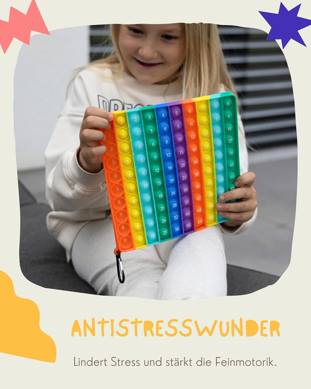 Valino PopIt 2 in 1 Multiplikationsbrett und Hundertertafel | 1x1 Lernen Spiel für Montessori | XXL