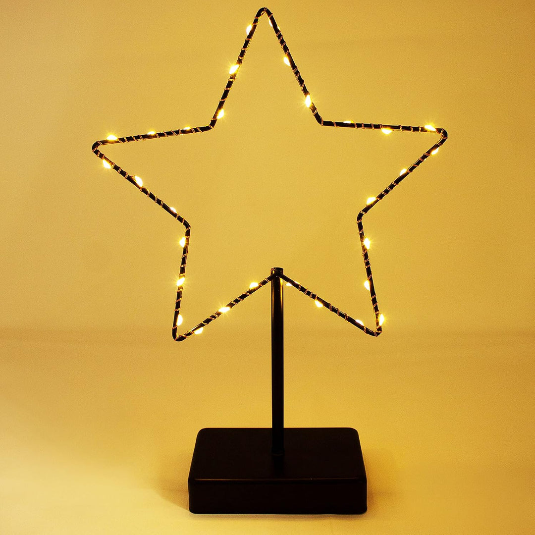 ToCi LED Deko-Stern 30 LEDs – Stern-Aufsteller aus Metall - Beleuchtete Deko 24 x 5 x 34 cm - Weihna