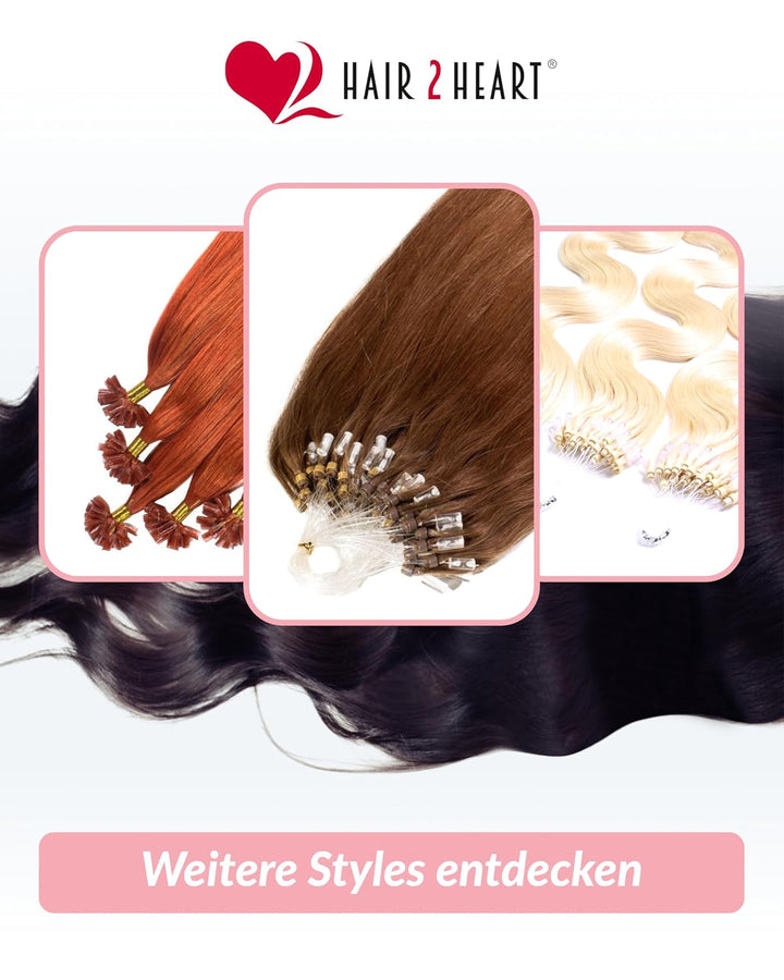 hair2heart Extensions Echthaar Bondings Glatt - 200 Strähnen 0.5g 30cm Dunkelbraun 