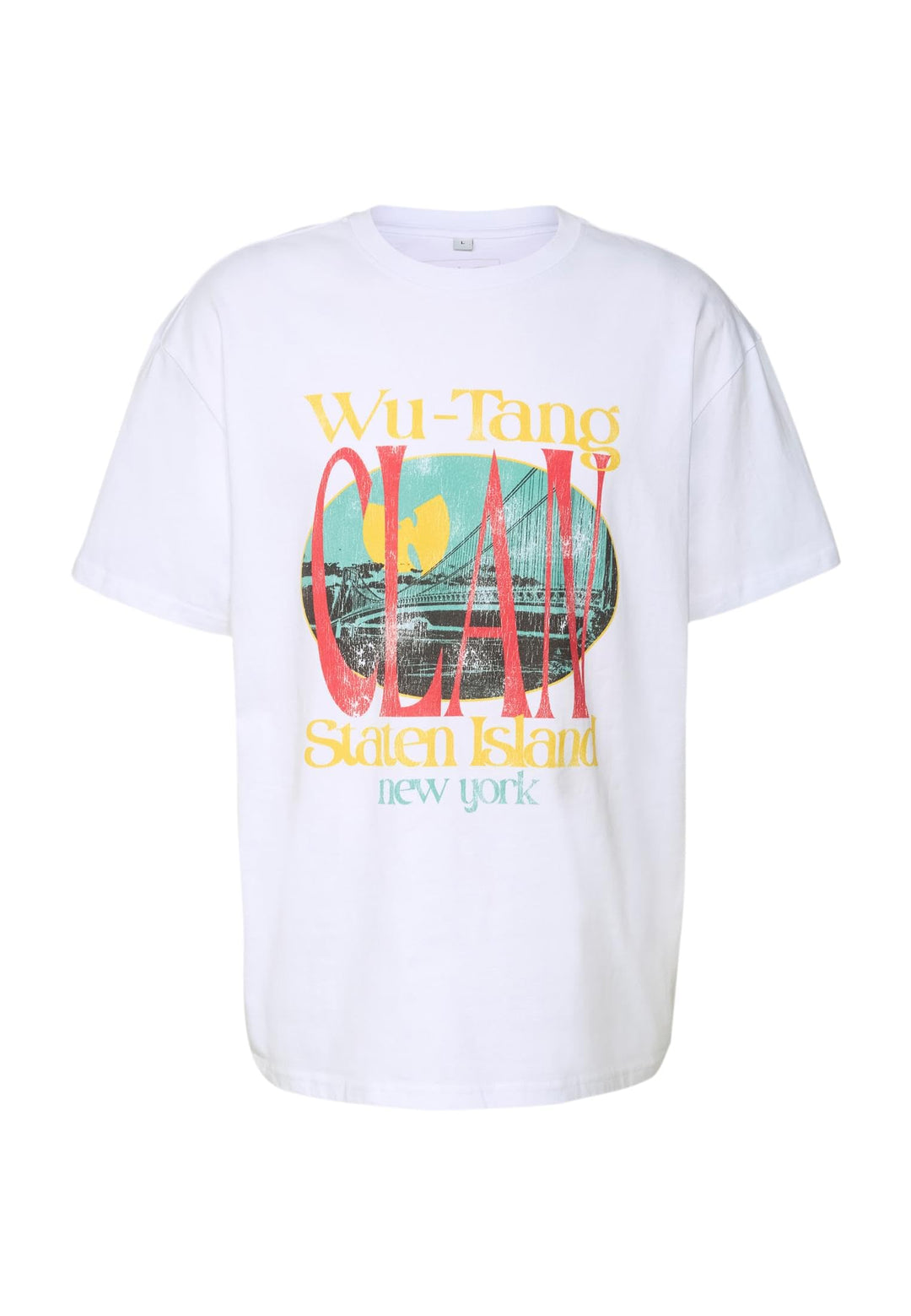 Mister Tee Herren Wu Tang Staten Island Oversize Tee 5XL Weiss, 5XL Weiss