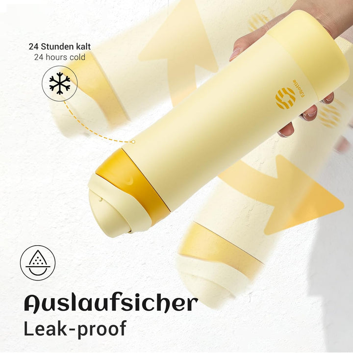 Fjbottle Edelstahl Trinkflasche 1L/750ML – 1-Klick Öffnung BPA-frei Wasserflasche für Sport, Schule,