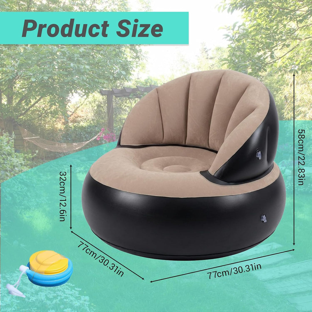 Aufblasbarer Sessel Sofa mit Flockoberfläche，Aufblasbares Sofa Rundes Luftsofa inkl Fusspumpe Wasser