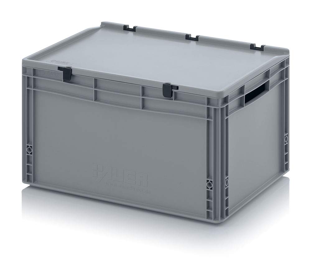 Auer Packaging Eurobehälter-Eurobox 60 x 40 x 33,5 cm mit offenen Griffen und Scharnierdeckel inkl.