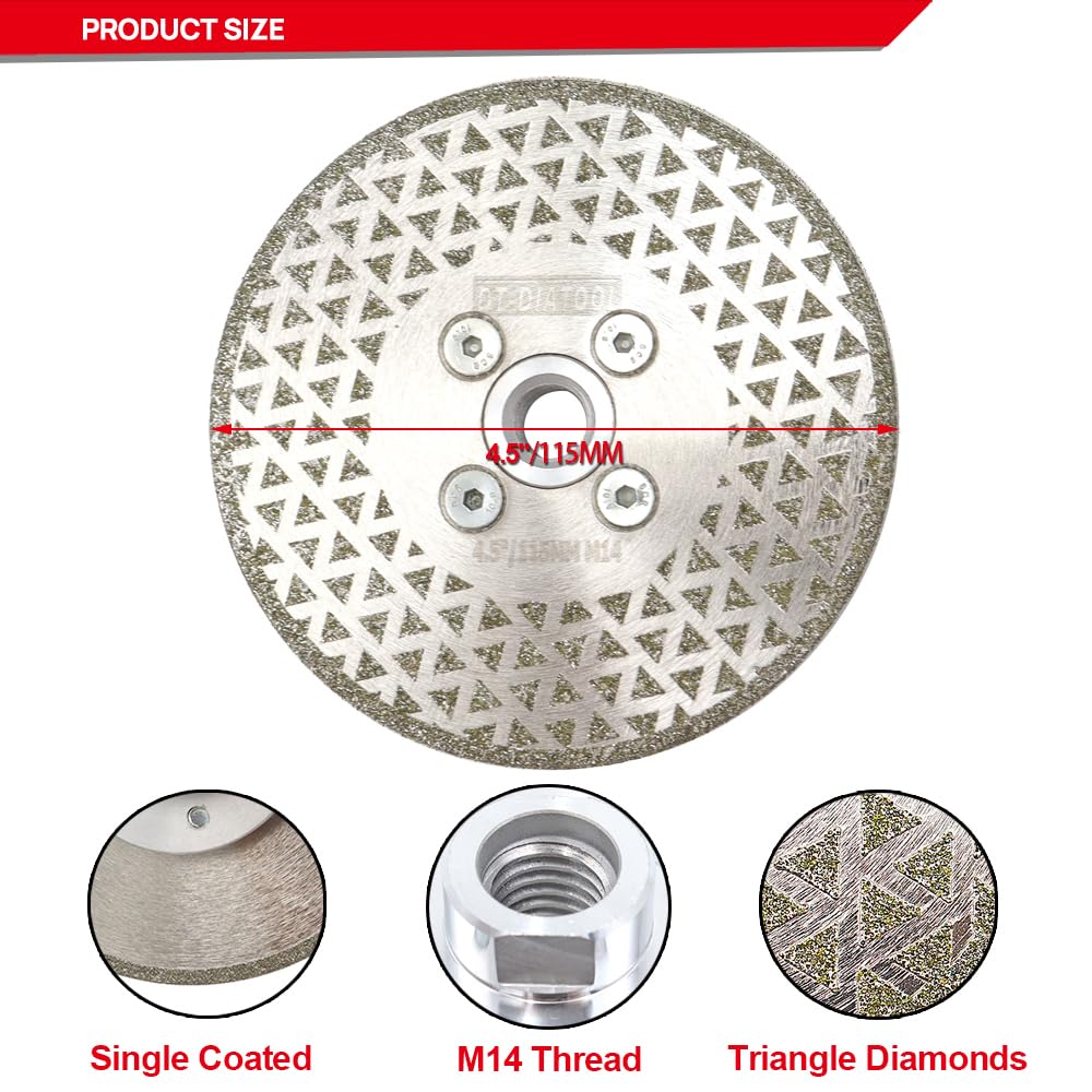 DT-DIATOOL Diamantscheibe 2 Stücke 115 mm x M14 Galvanisch Trennscheibe und Schleifscheibe für Harte