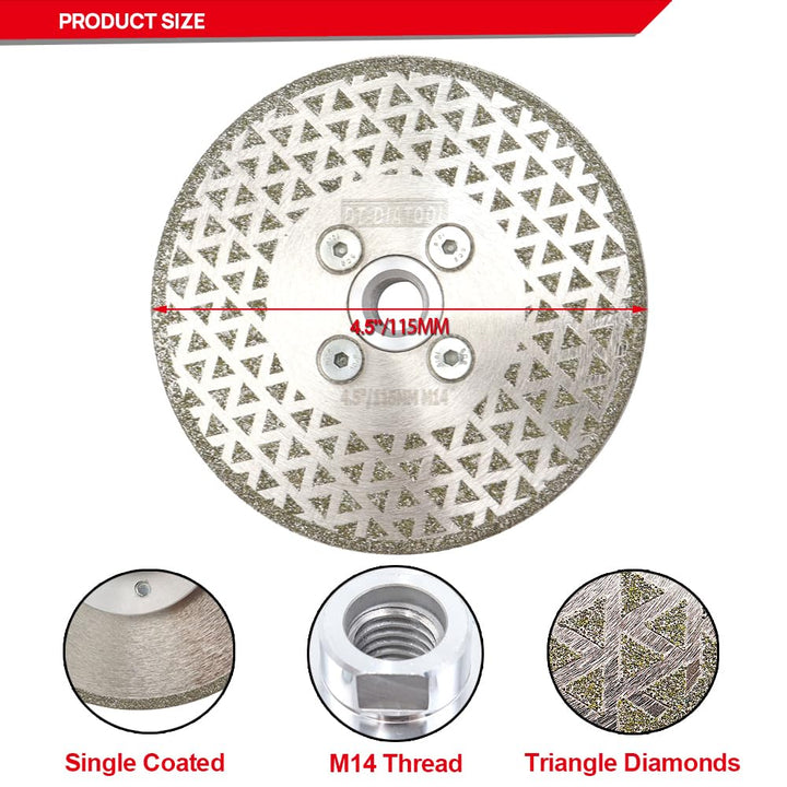 DT-DIATOOL Diamantscheibe 2 Stücke 115 mm x M14 Galvanisch Trennscheibe und Schleifscheibe für Harte