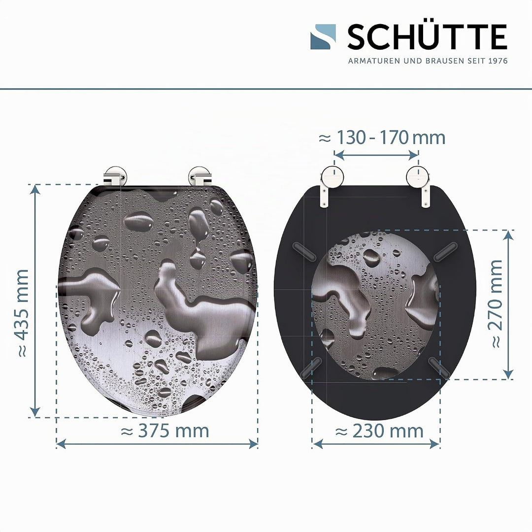 SCHÜTTE 80023 Sitz Holzkern GREY STEEL, Toilettensitz ist passend für alle handelsüblichen WC-Becken