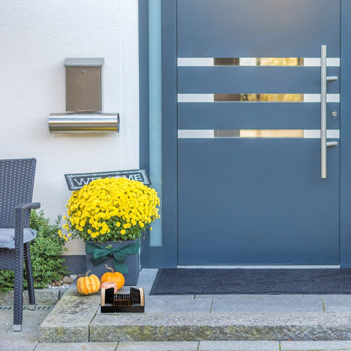 Relaxdays 2 x Schuhabstreifer mit Rundum-Bürsten, Fussabtreter Aussenbereich, robuste Borsten, mit B