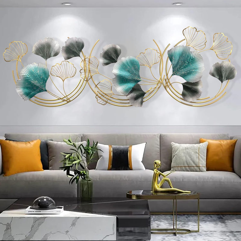 GERHWASH Wanddeko Metall Gingko Gold Wanddeko Metall 3D Wandskulpturen Ginkgo Blatt Kunst Ornament a