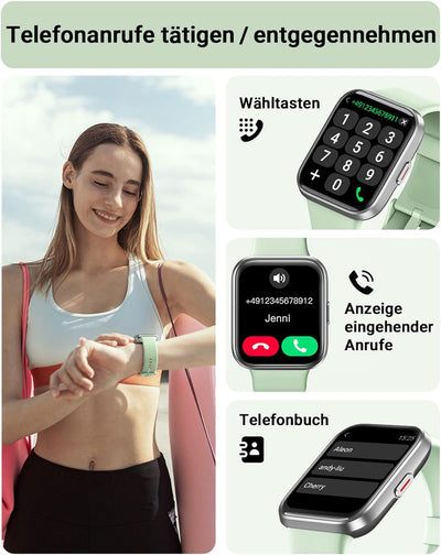 Tensky Smartwatch Damen mit Telefonfunktion 1,8'' Alexa Integriert Herren Fitnessuhr 100 Sportmodi,