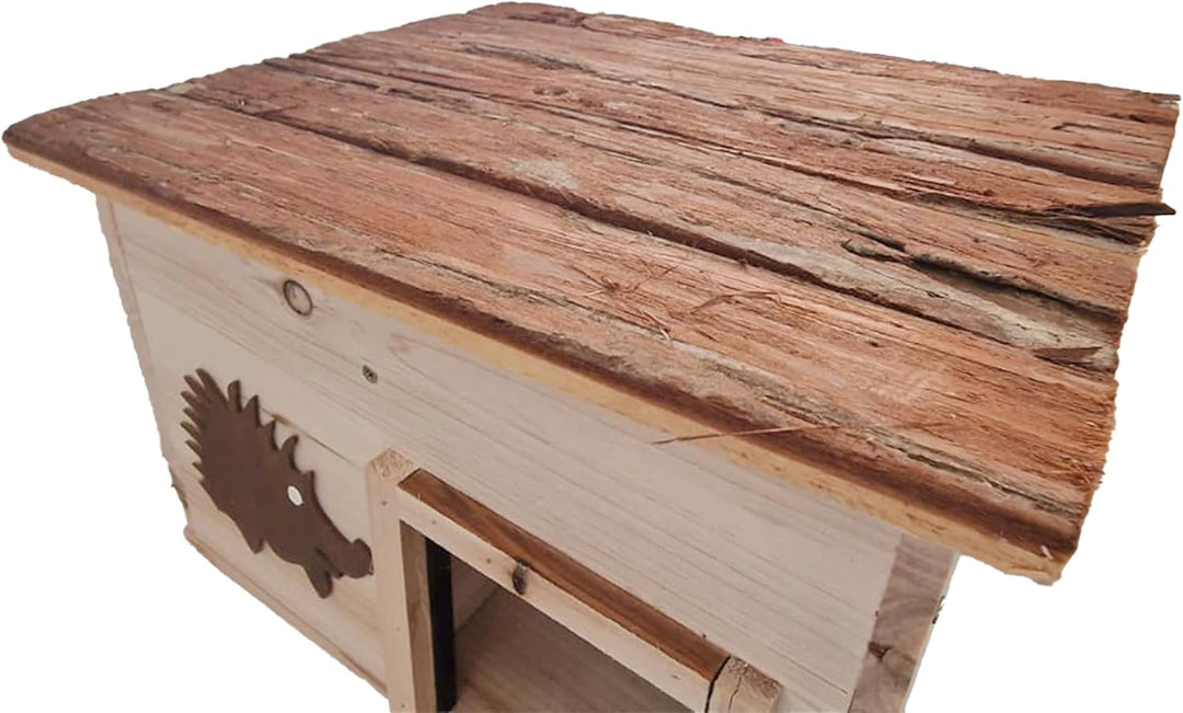 Igelhaus Holz – 32 x 26 x 21 cm – Unbehandelt – Mit Rindendach