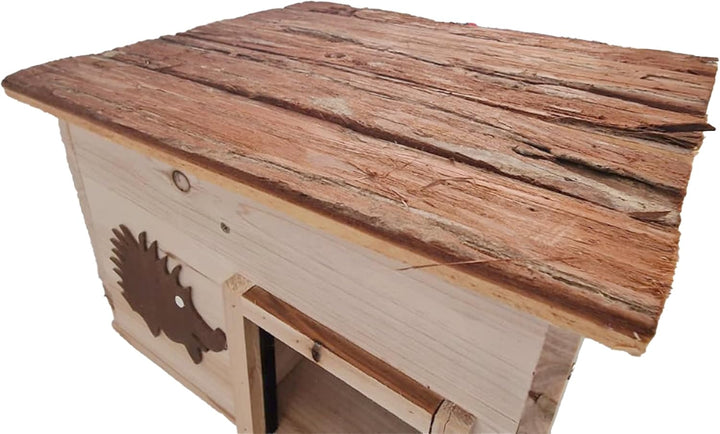 Igelhaus Holz – 32 x 26 x 21 cm – Unbehandelt – Mit Rindendach