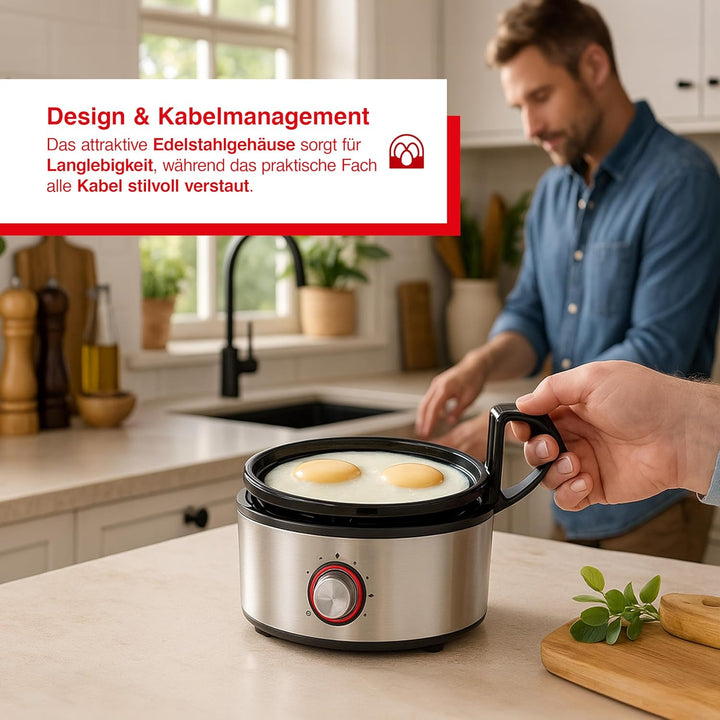 Solis Egg Boiler & More 8272 – Multifunktionaler Eierkocher & Dampfgarer aus Edelstahl, für bis zu 7