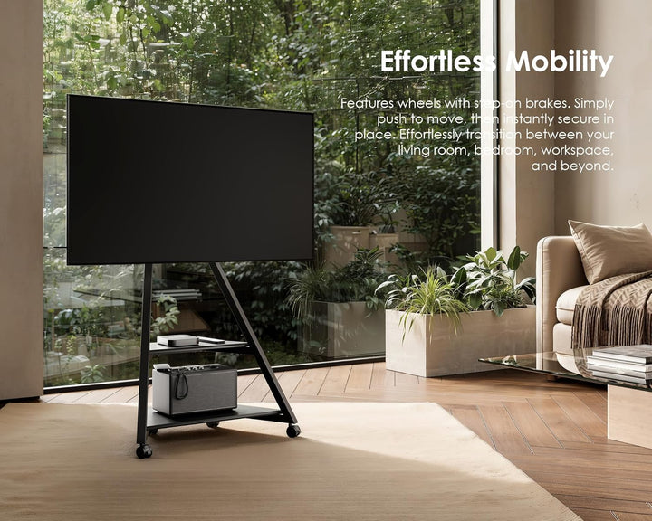 FITUEYES Design TV Ständer Rollbar, Mobiler TV Stand mit Rollen für 32 40 43 55 65 Zoll Flach & Curv
