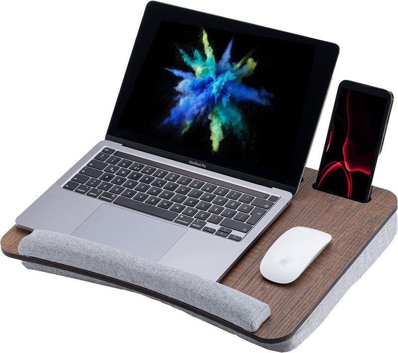 Vigo Wood Laptopkissen, Tragbarer Laptoptisch mit Kissen, Weichem Kissen-Bett-Couch-Tisch für Zuhaus