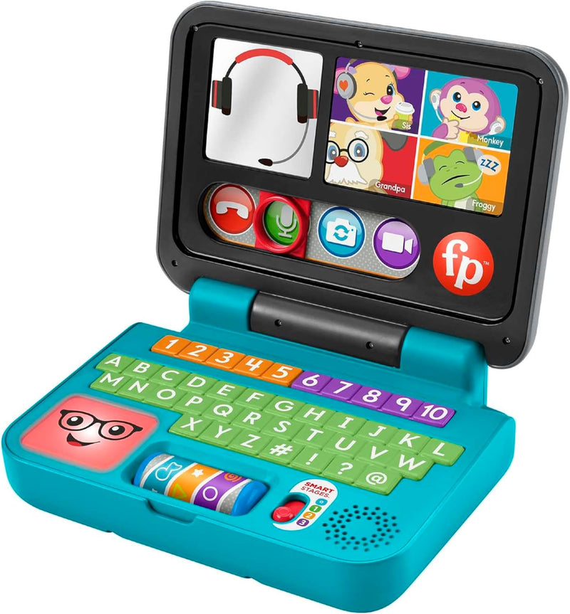 FISHER-PRICE Lernspass Homeoffice Laptop – elektronisches Lernspielzeug mit Smart-Stages-Lerninhalte