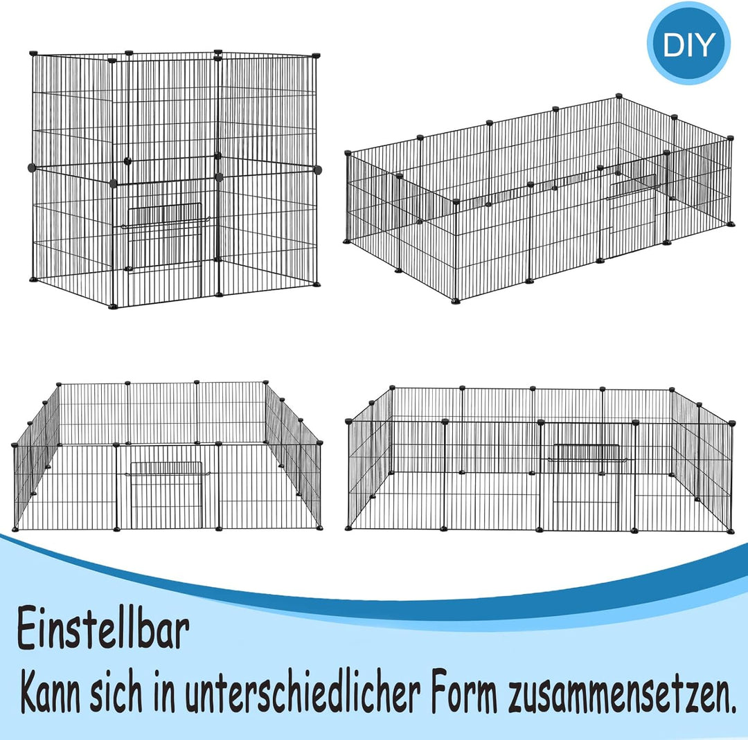 HENGMEI Freigehege Gittergehege Kaninchen Metallgitter Gehege mit Tür Meerschweinchen Käfig Kleintie