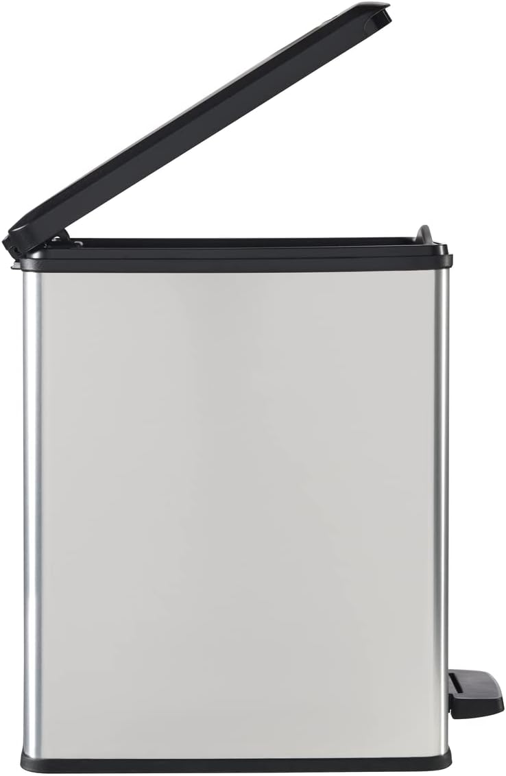 CURVER DECO Bin SLIM 25L Abfalleimer, Plastik, schwarz/silber metallic, 39 x 25 x 45 cm 39 x 25 x 45