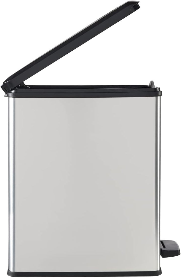CURVER DECO Bin SLIM 25L Abfalleimer, Plastik, schwarz/silber metallic, 39 x 25 x 45 cm 39 x 25 x 45