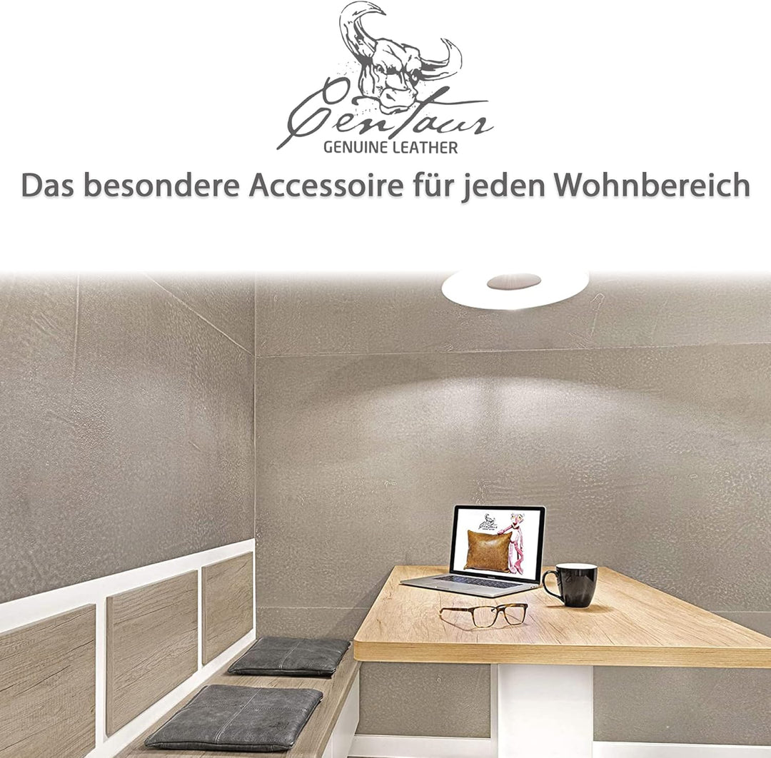 Centaur - Hochwertiges Leder Sitzkissen - Basaltgrau 35x35 cm - Ideal für Stuhl oder Sitzbank - Abwa