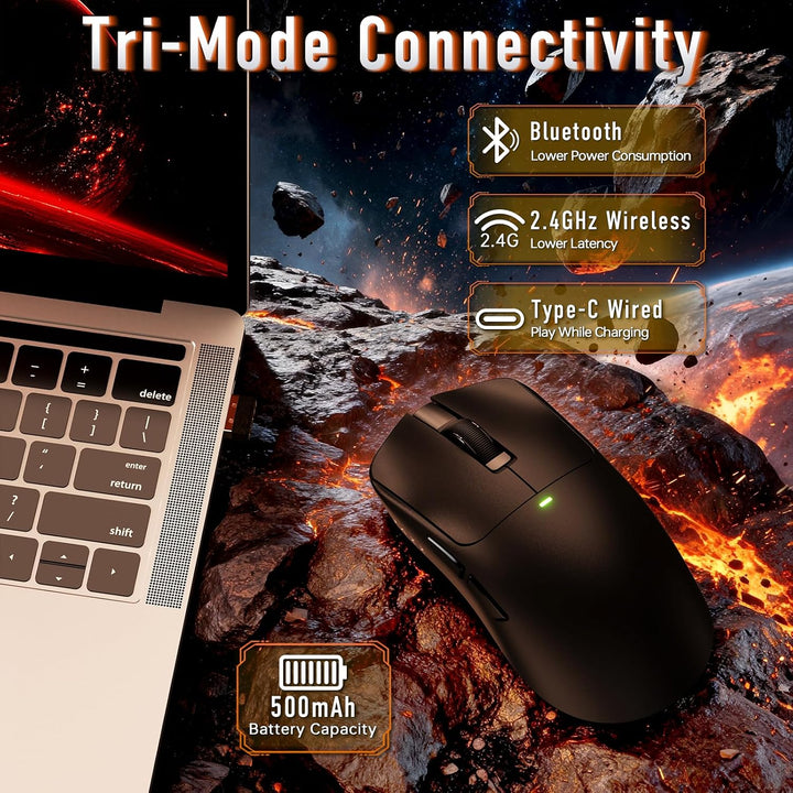 AJAZZ AJ200NLMC kabellose Gaming-Maus, Dreifachmodus (2,4GHz/Bluetooth/kabelgebunden), KI-Sprachsteu