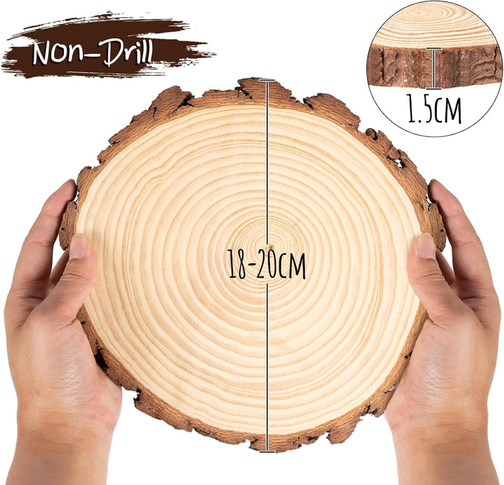Truevaste Holzscheiben 18er Set 18-20 cm Runde Baumscheiben ohne Loch – Unbehandelte Holz Log Scheib
