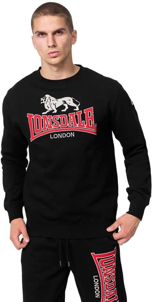Lonsdale Herren Lawins Sweatshirt L Black/Red/Grey, L Black/Red/Grey