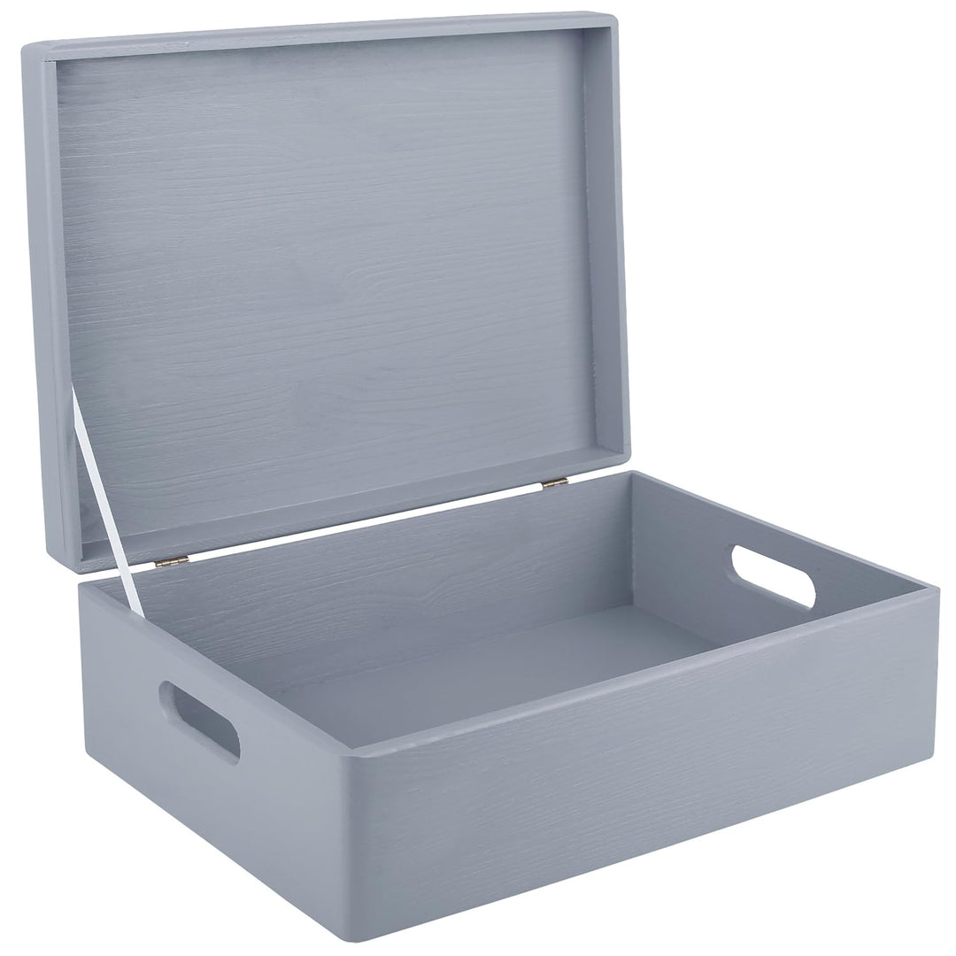 Creative Deco XL Grau Grosse Holzkiste mit Deckel Ostern | 40x30x14 cm (+/-1cm) | Erinnerungsbox Bab