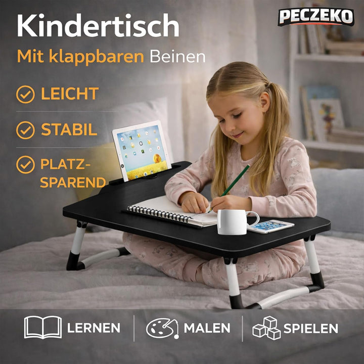 Laptoptisch Klappbar – Laptopständer mit Tablet-Halter, Frühstückstablett aus Holz, Tisch für Sofa u