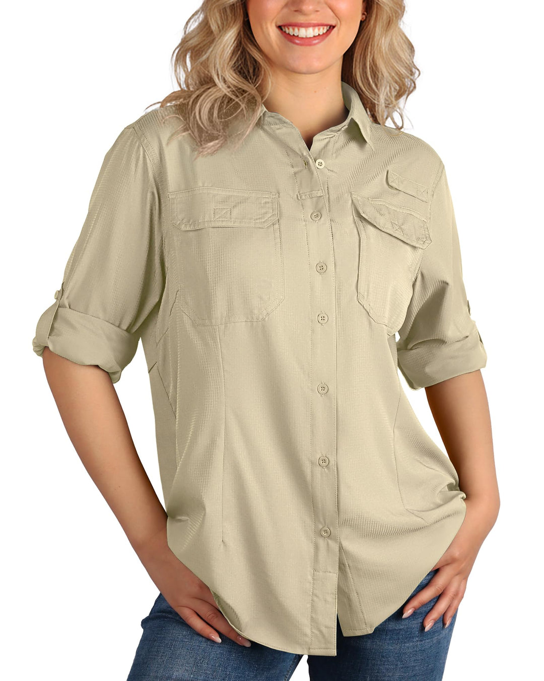 33,000ft Hemdbluse Damen UPF50 UV Schutz Hemd Schnelltrocknende Button-Down Shirts Atmungsaktive Wan