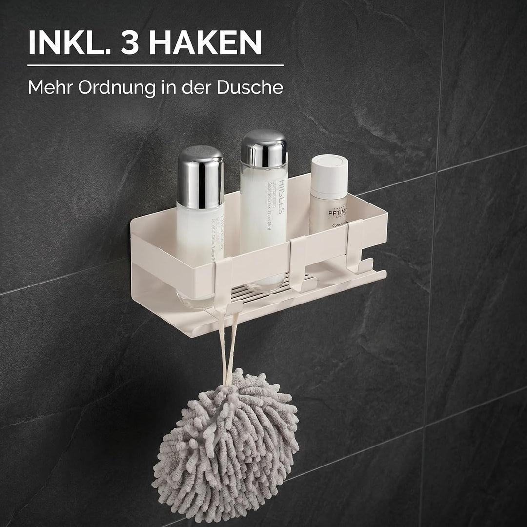 DEKAZIA® Duschablage ohne Bohren weiss beige | Duschablage weiss ohne Bohren Duschablage ohne bohren