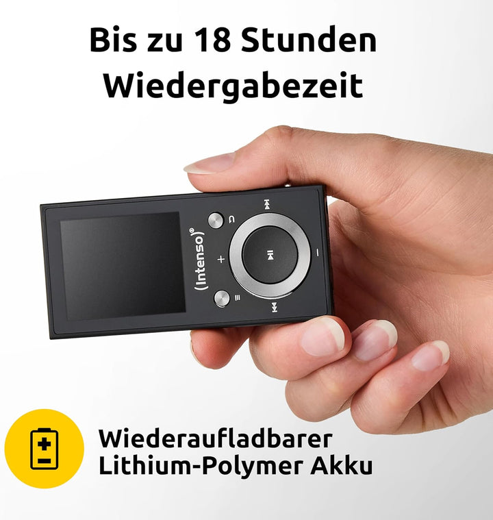Intenso MP3 Player Video Scooter 1,8 Zoll Bluetooth schwarz schwarz 16GB Single, schwarz 16GB Single