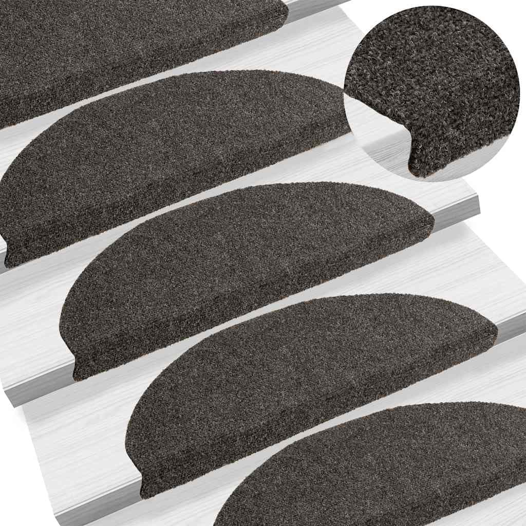 vidaXL Stufenmatten Selbstklebend 15 STK. 65x21x4 cm Anthrazit Halbrund Gross